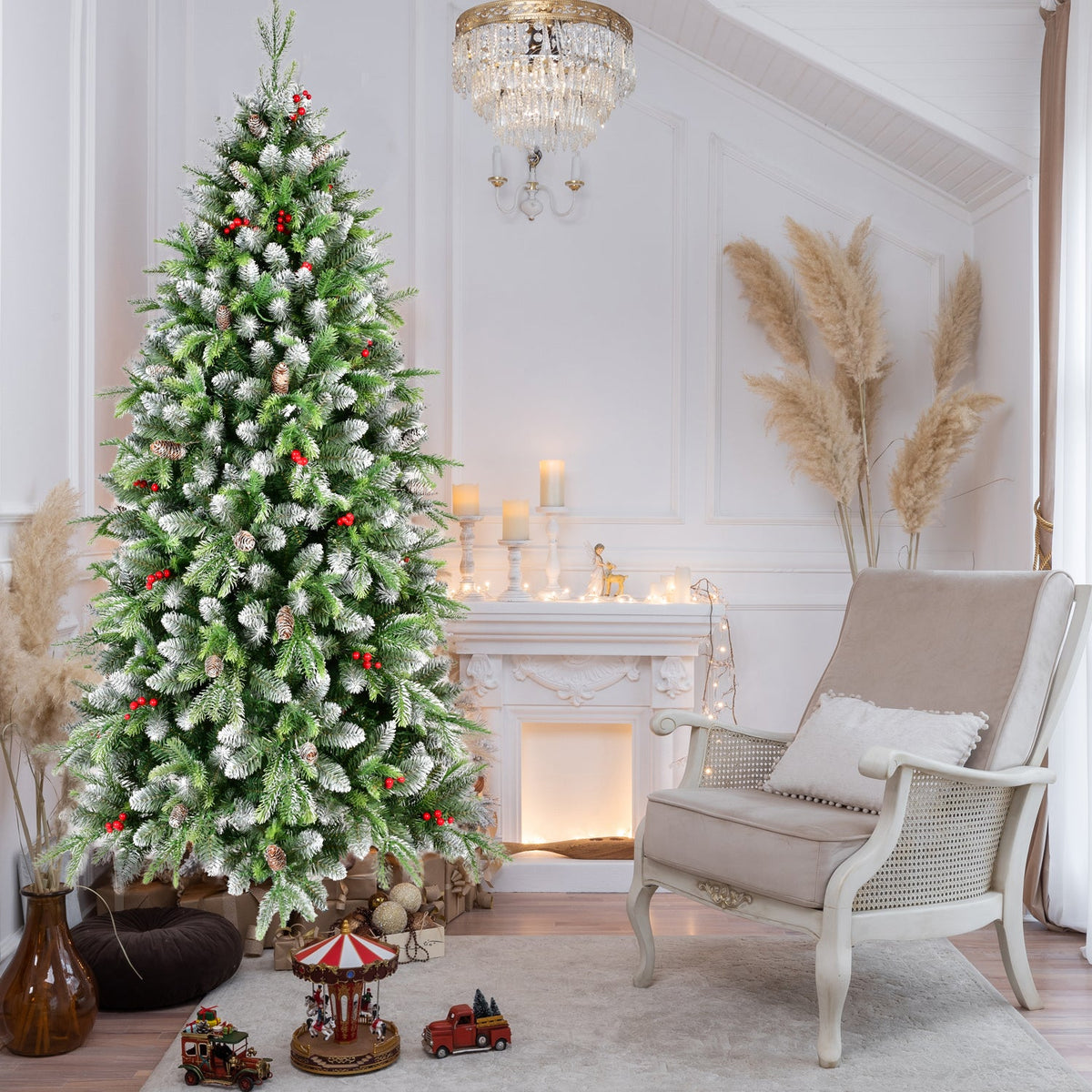 6ft Pre-Lit Artificial Christmas Tree with 380 Warm White Lights