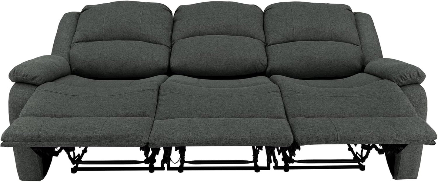 80-Inch RV Triple Recliner Sofa With Convertible Console