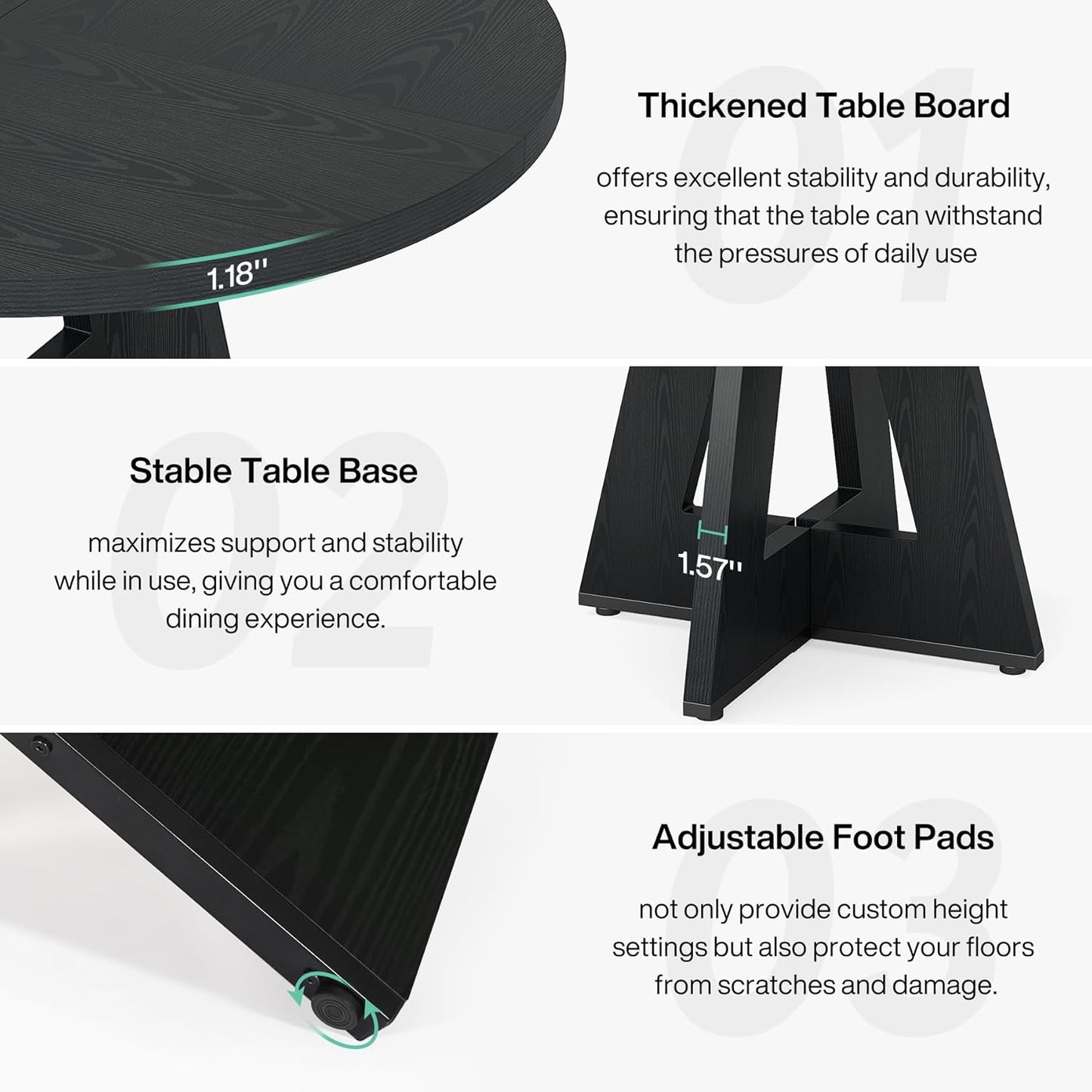 47" Round Farmhouse Dining Table