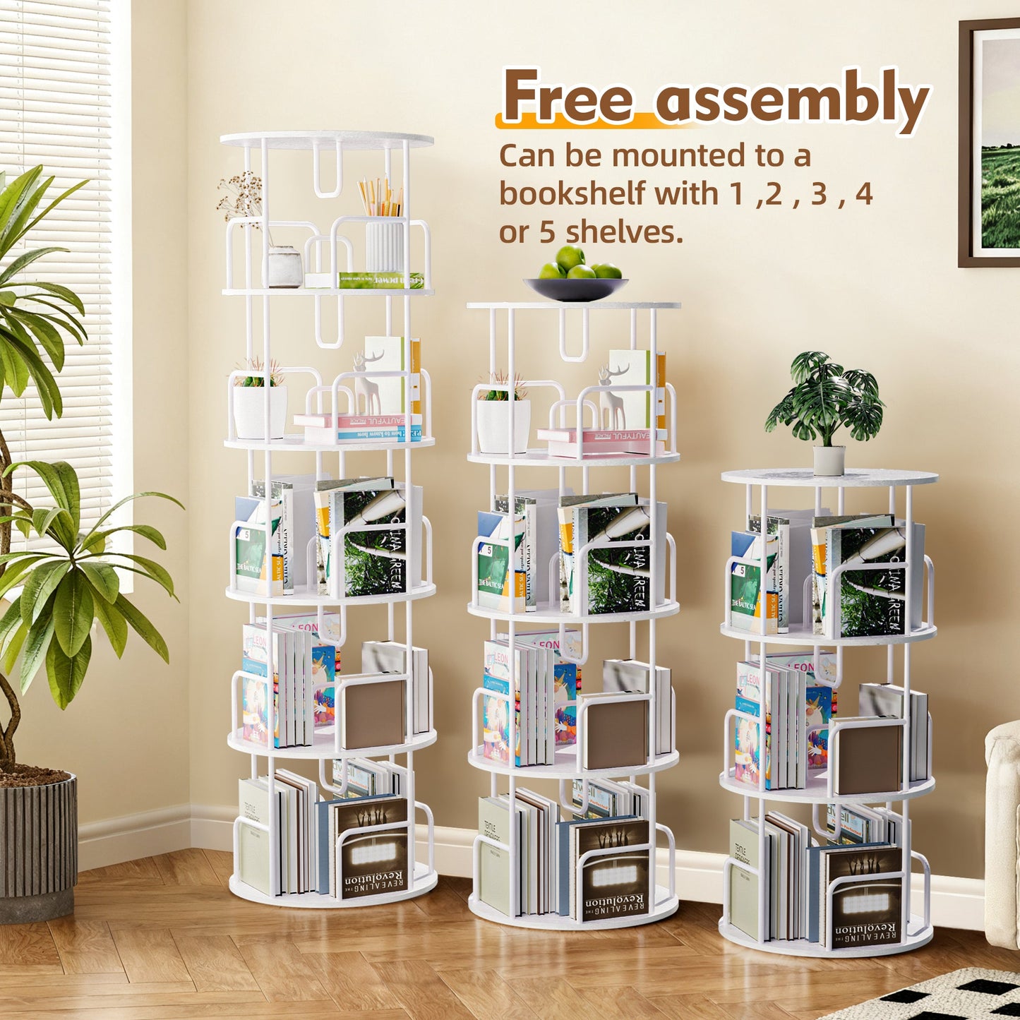 Rotating Bookshelf Tower 5 Tier