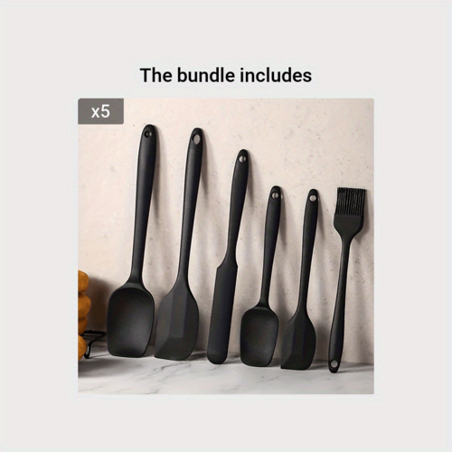6Piece HeatResistant Silicone Spatula Baking Tool Set