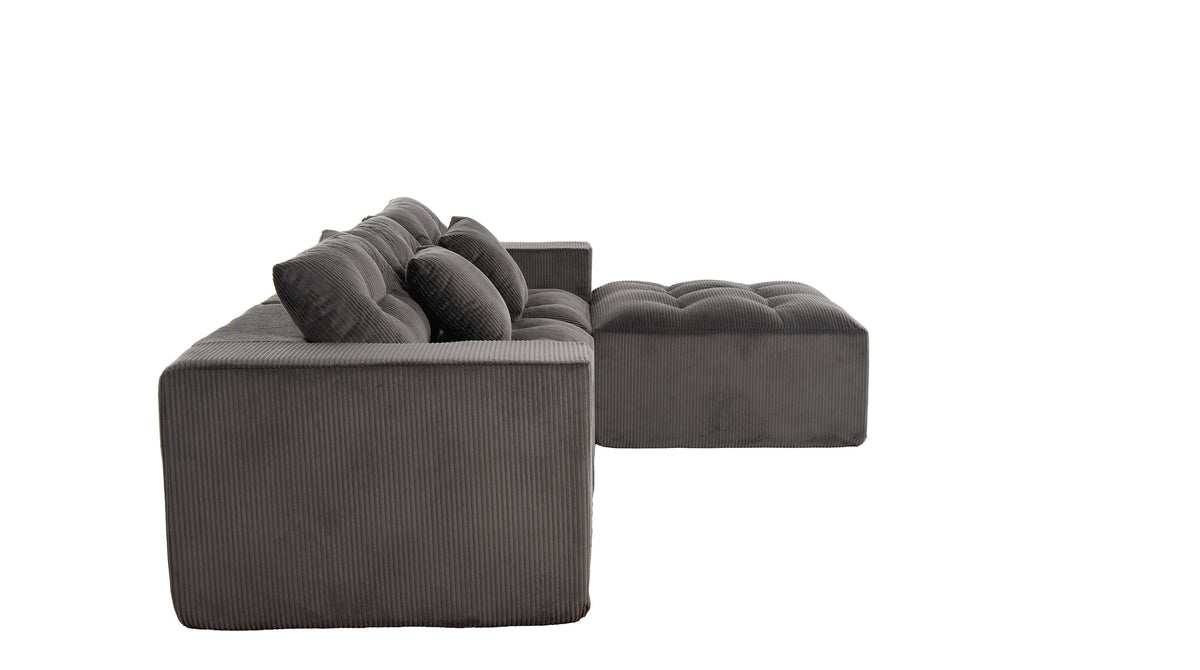 101" L-Shaped Modular Compression Sofa, Gray