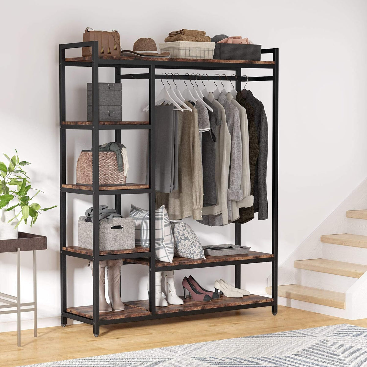 47.24" Rustic Brown Freestanding Closet Organizer