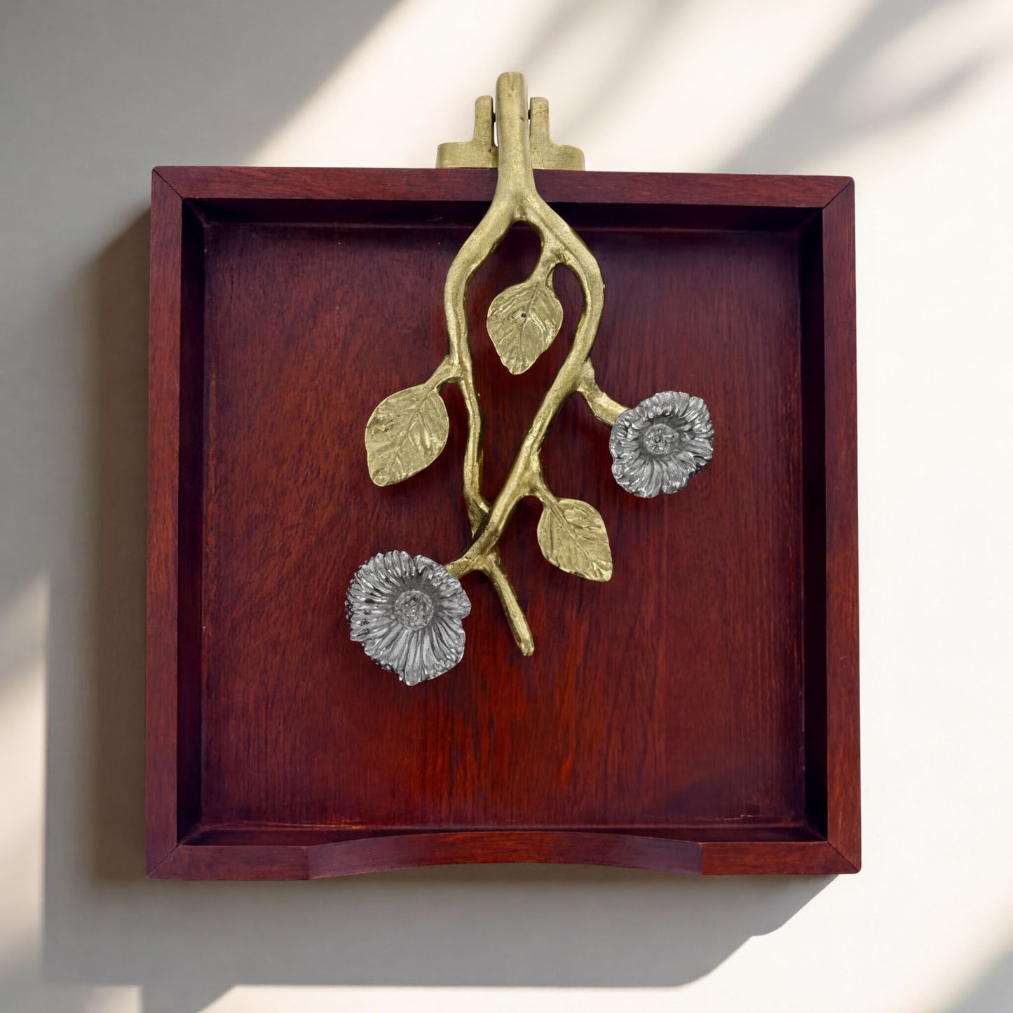 Wooden Napkin Holder – Decorative Metal Arm | Silver Gold Ornament, Weighted Pivot