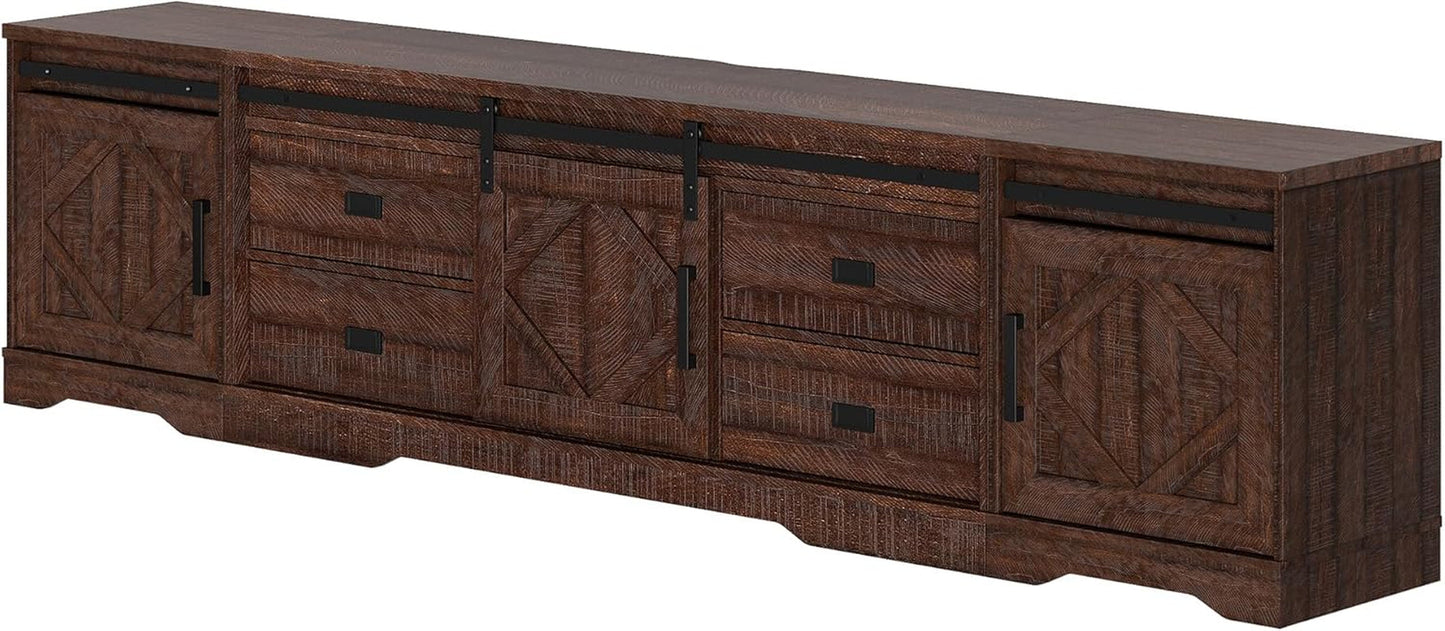 98.4 Inch Rustic Brown TV Stand With 4 Drawers And Shelves