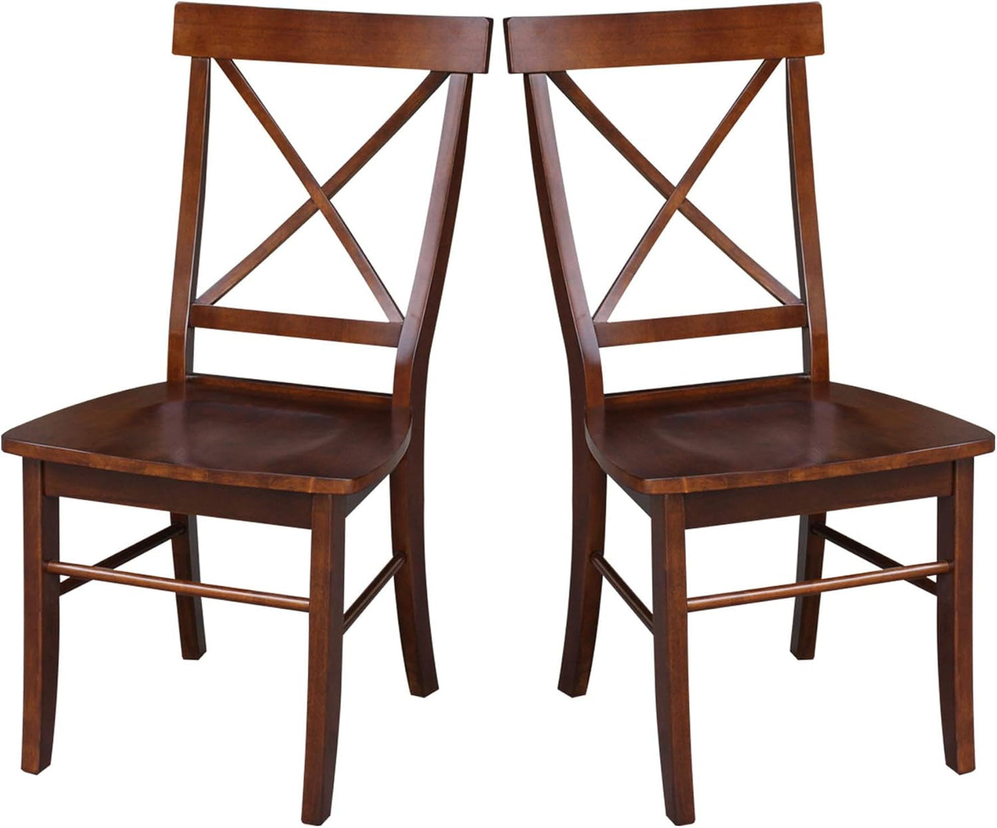 Espresso Solid Wood X Back Dining Chairs Set For Kitchen