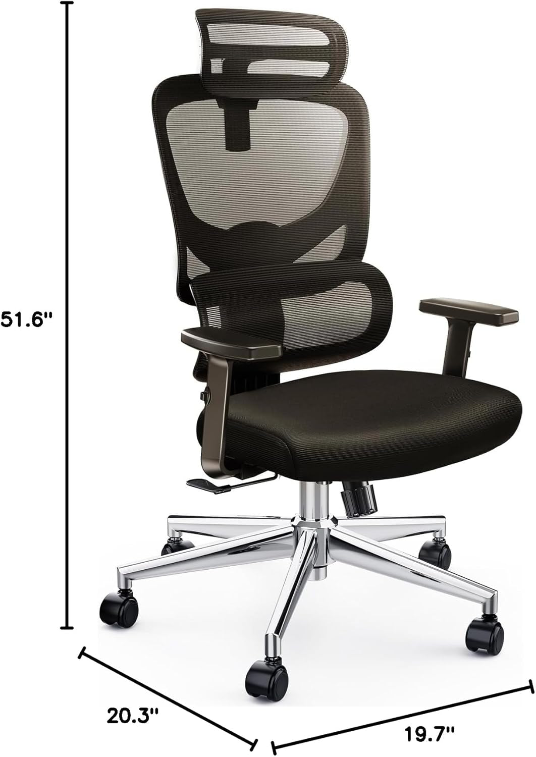 Ergonomic High Back Office Chair With Adjustable Lumbar Support Breathable Mesh