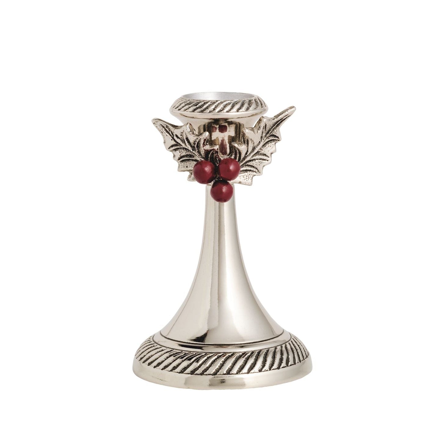 Holly Leaf & Berry Metal Candlesticks | 2 Sizes