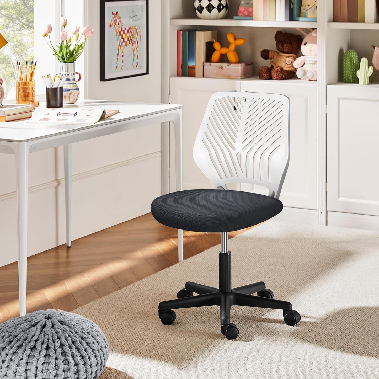 Dark Gray Ergonomic Adjustable Desk Chair Lumbar Support