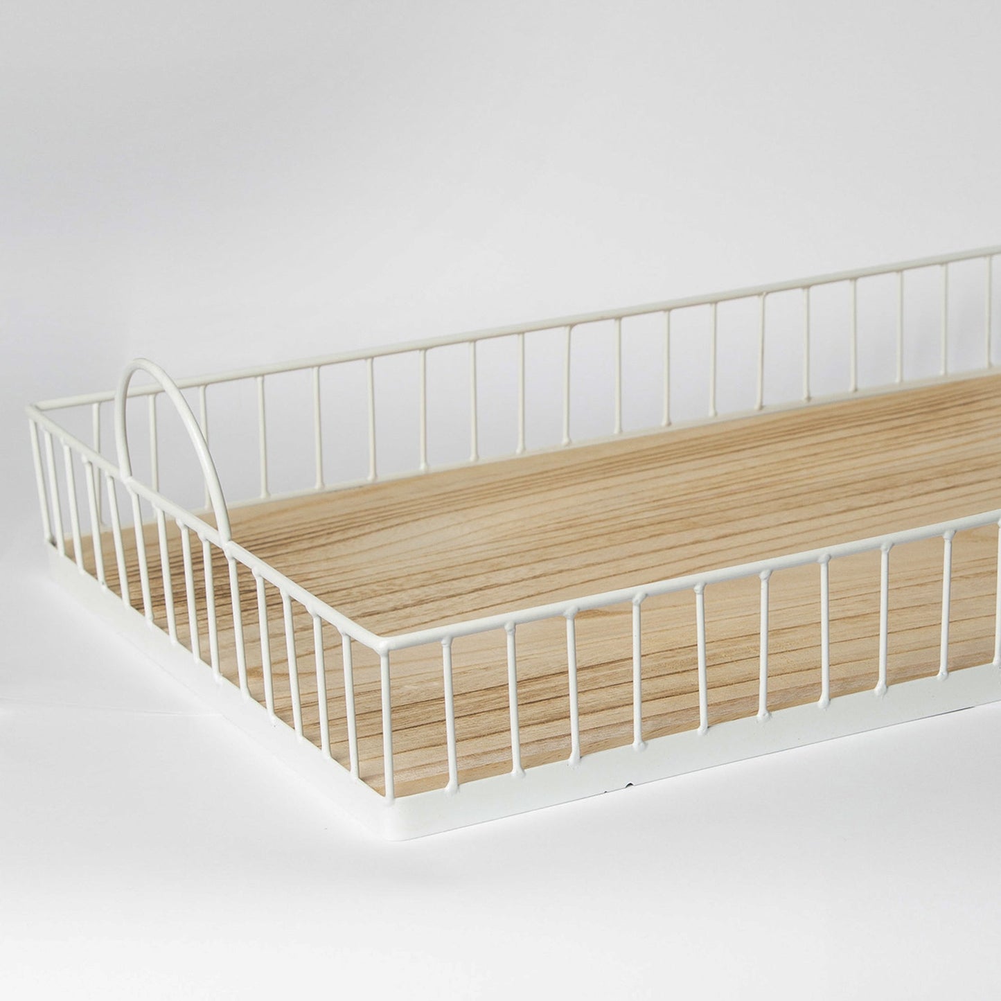 Rectangular Metal & Wood Tray