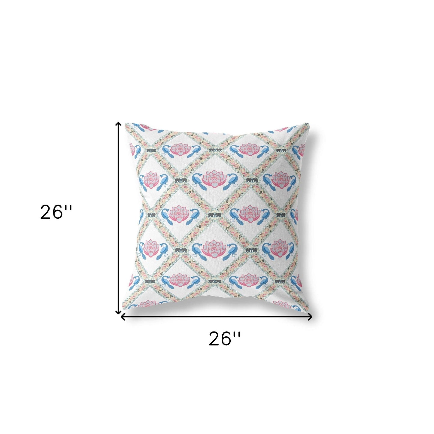 18"x18" White Blue Gray Zippered Broadcloth Geometric Throw Pillow
