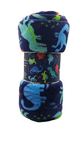 Decor&More Boy's and Girl's Set of 2 Plush Fleece Throw Blanket (50" x 60") - Dinos and Unicorns