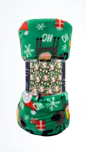 Decor&More Ho Ho Ho Merry Christmas Collection Microplush Holiday Throw Blanket (60" x 50") - Santa