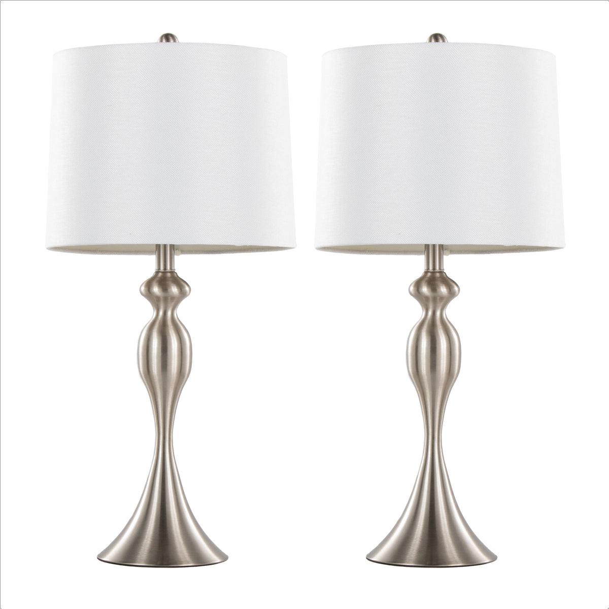 27" Contemporary Metal Table Lamp in Brushed Nickel