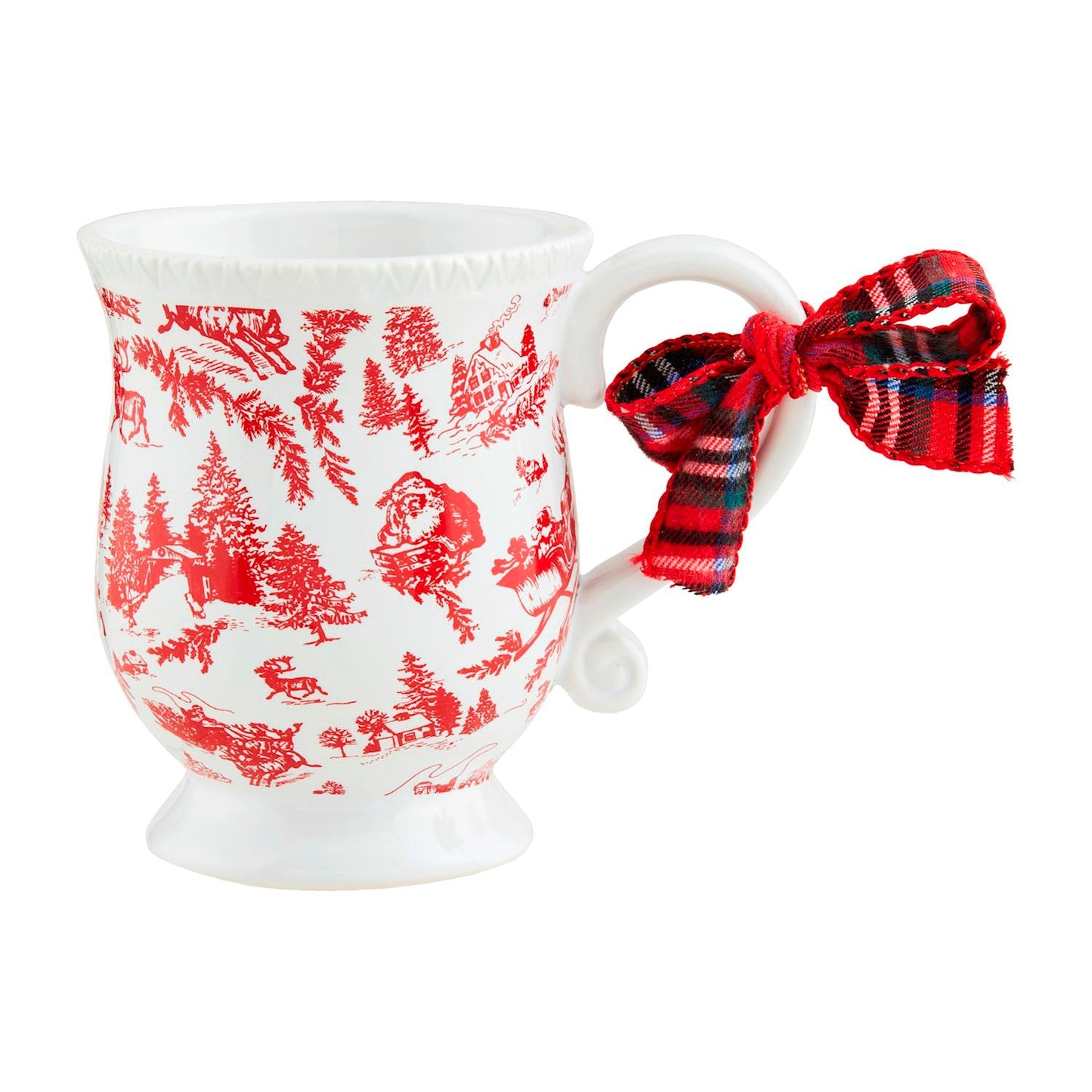 Red Toile Christmas Ceramic Mugs