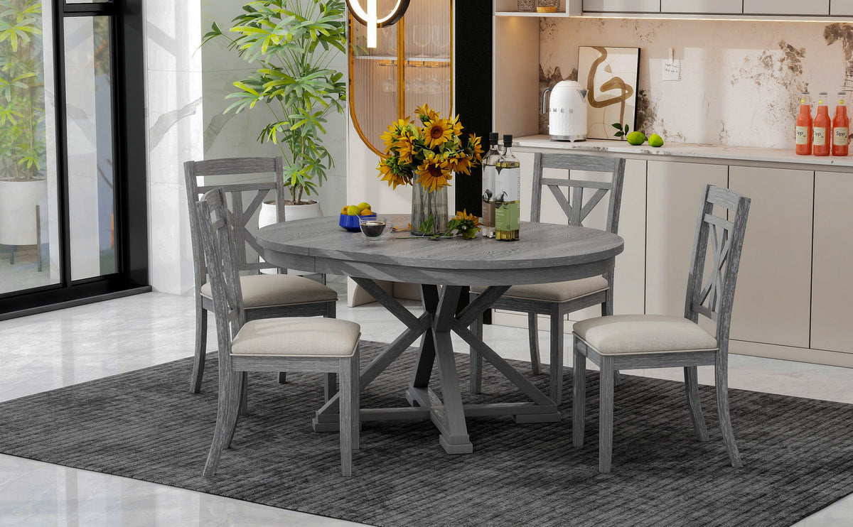 TREXM 5-Piece Retro Functional Dining Table Set
