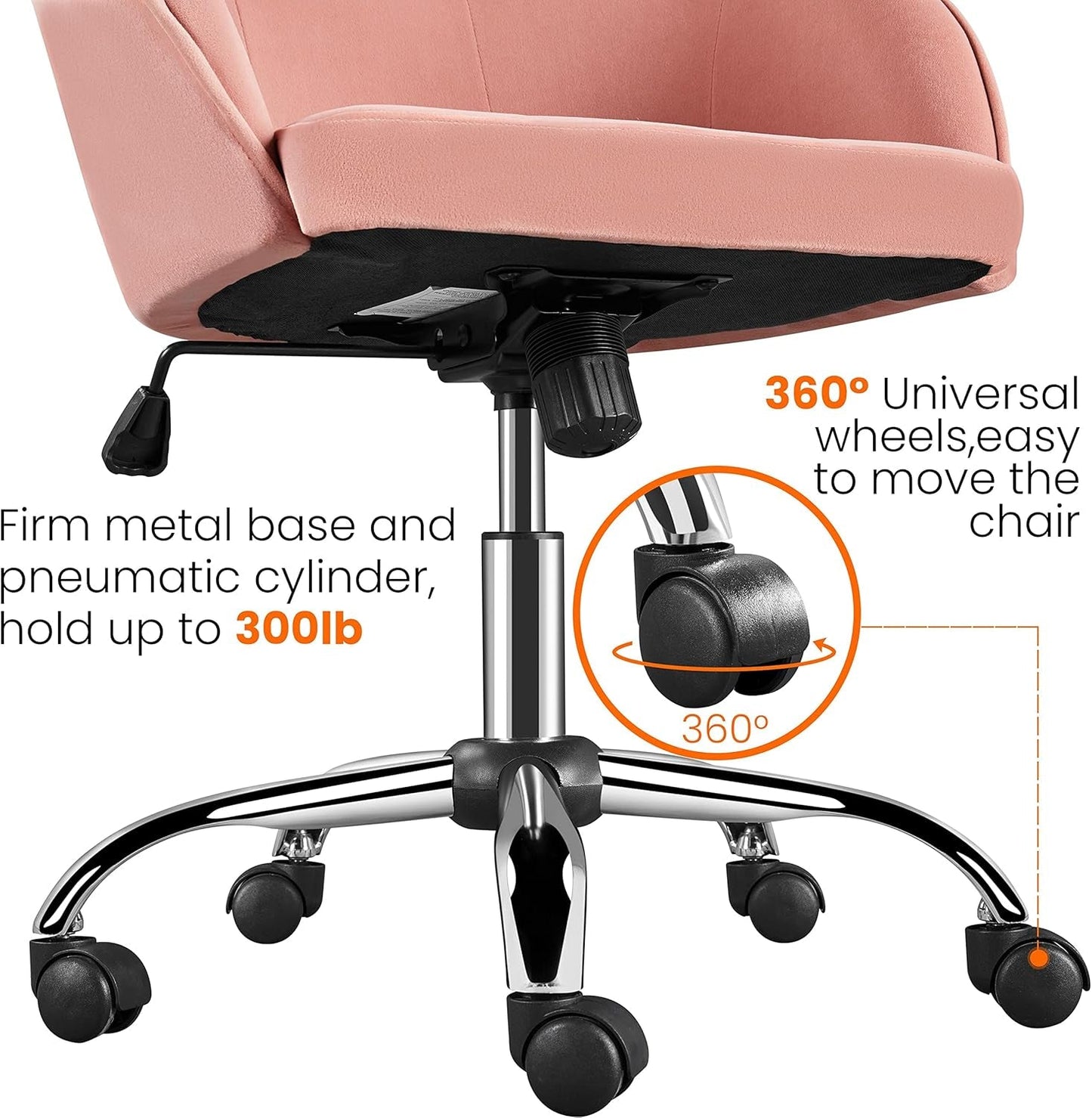 Pink Velvet Desk Chair With Swivel Office Chair Modern