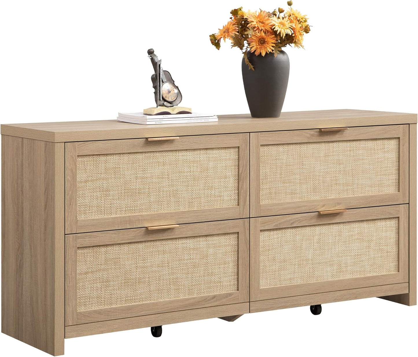 60.8 Inch Dresser Caramel Oak Finish With 7 Drawers