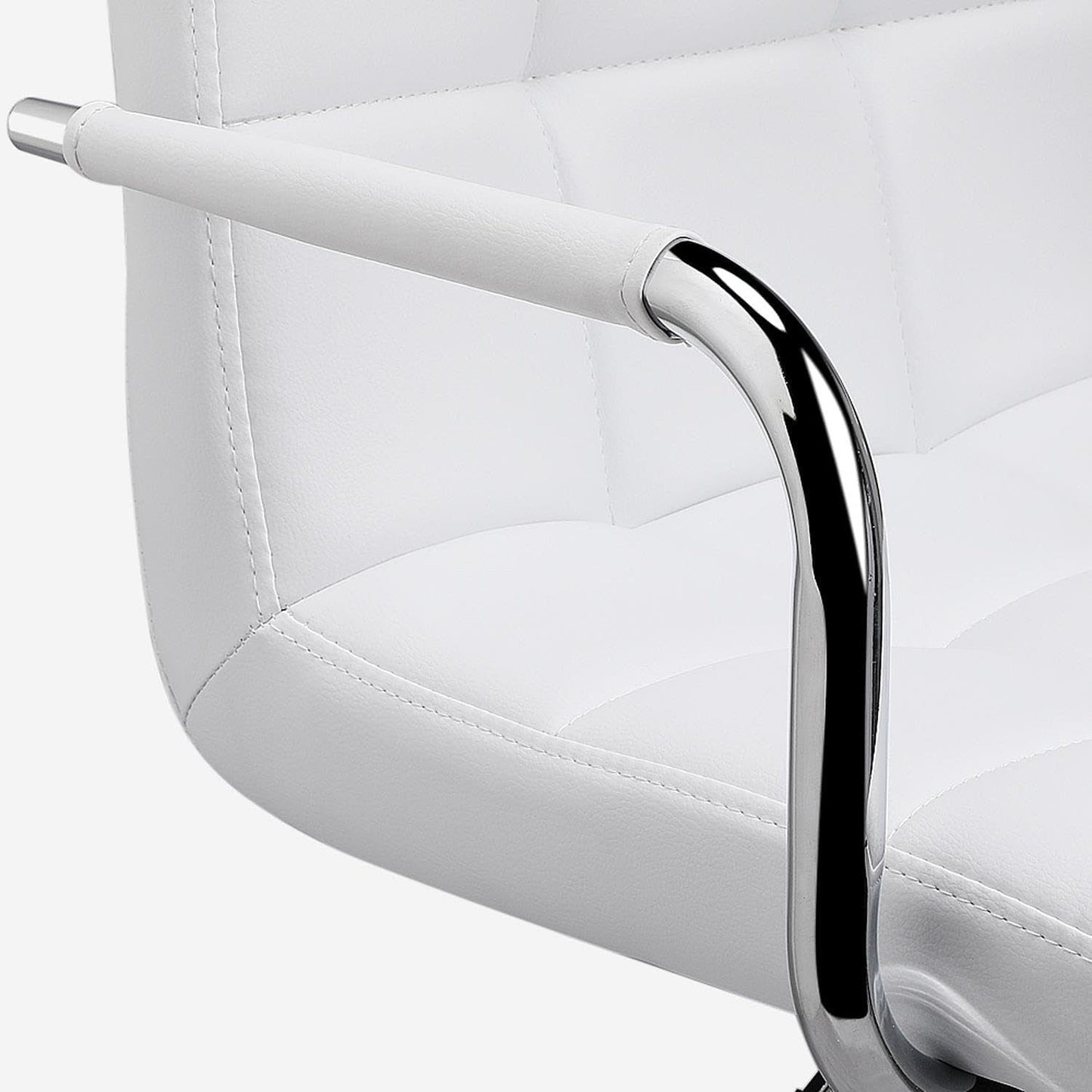 White PU Leather Adjustable Swivel Bar Stools Set of 2