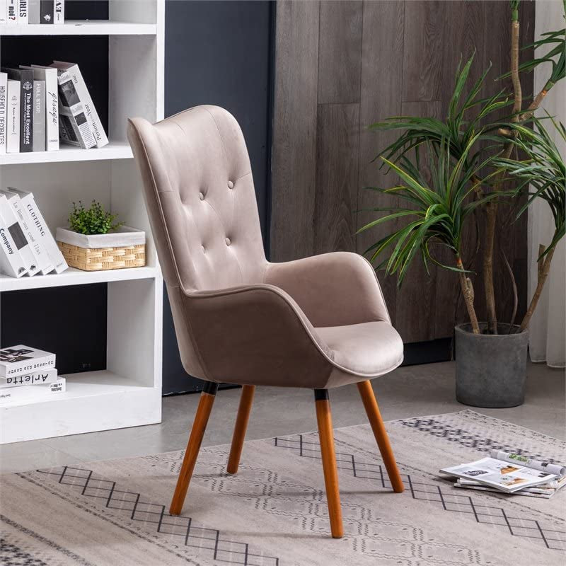 Contemporary Velvet Upholstered Accent Chair Chocolate