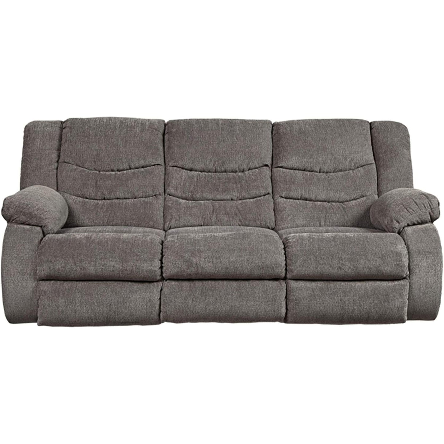 Gray Reclining Sofa With Waterfall Back For Living Room