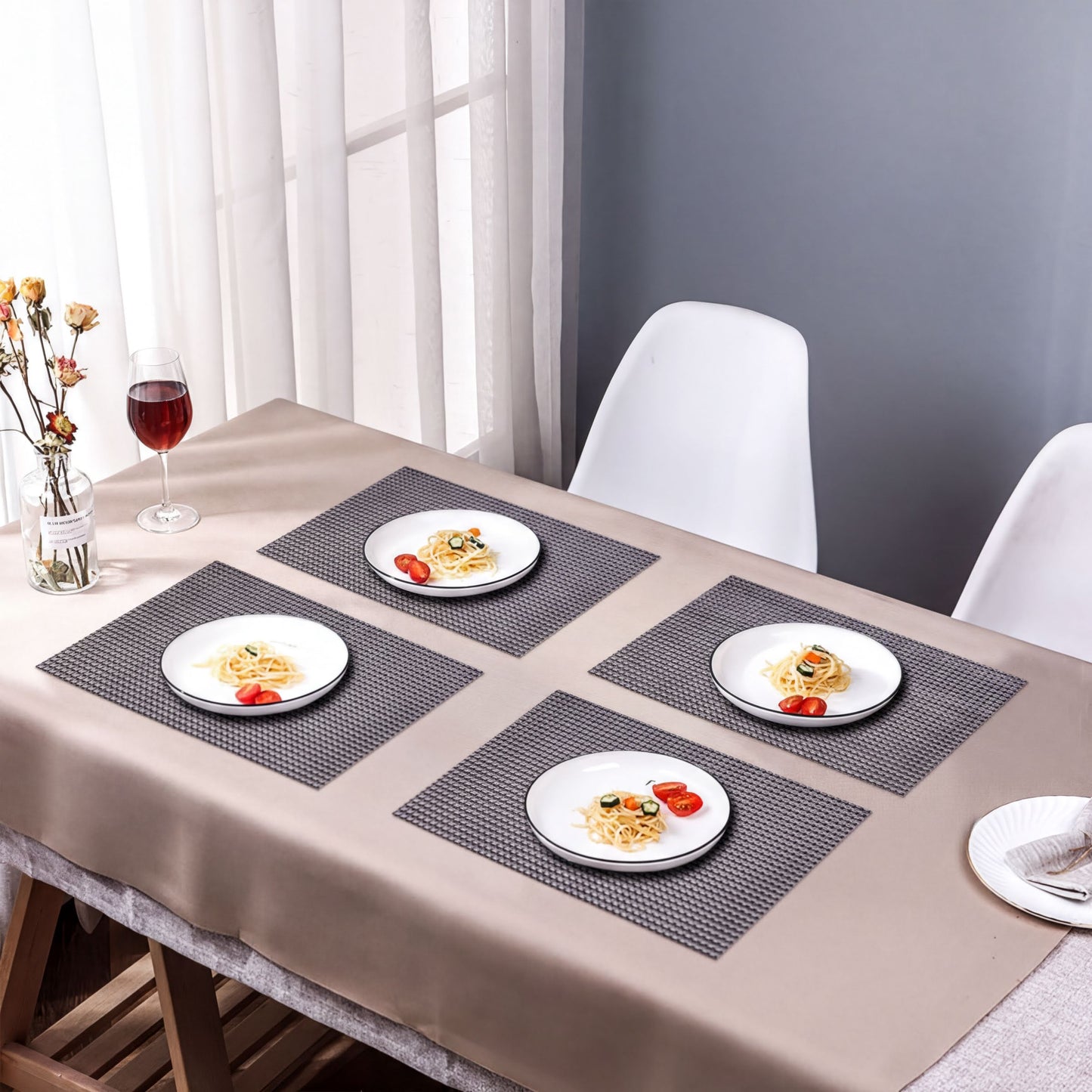 PVC Placemats – Non Slip, Heat Resistant Dining Table Mats for Indoor Outdoor Use