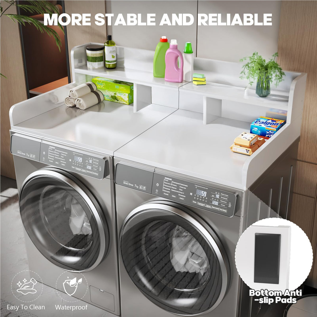 Washer Dryer Countertop with Non-slip Pads - Walnut