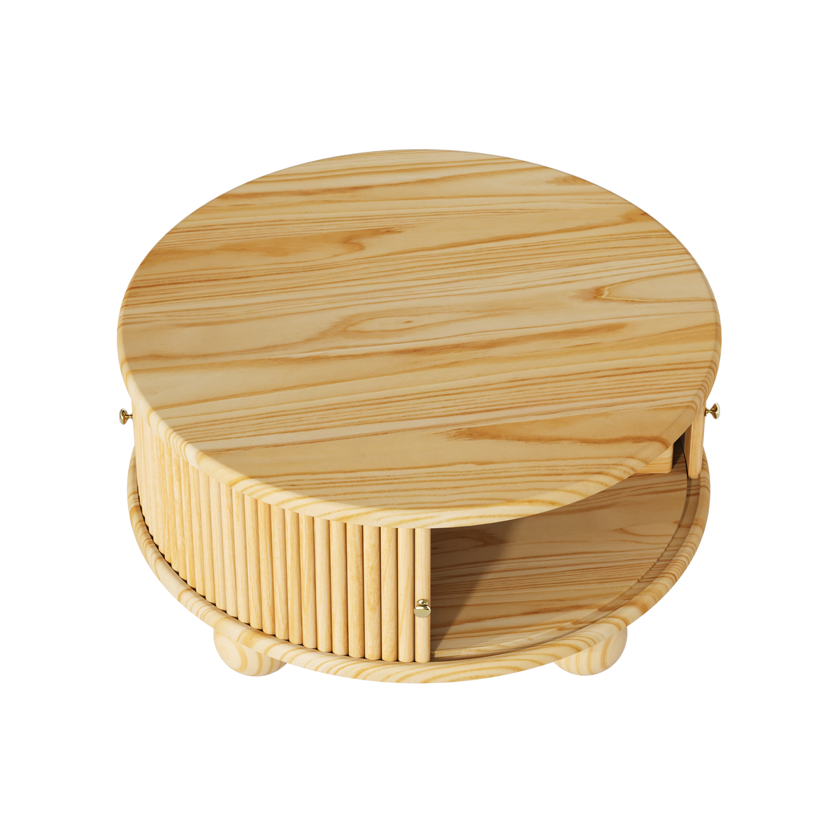 Round Fluted Coffee Table with Storage