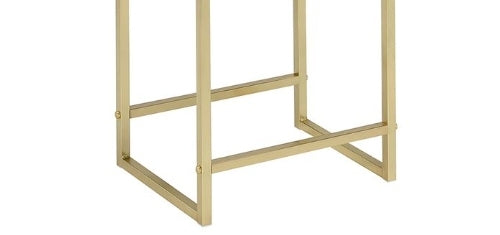 Coleen White & Brass Finish Accent Table with Drawer