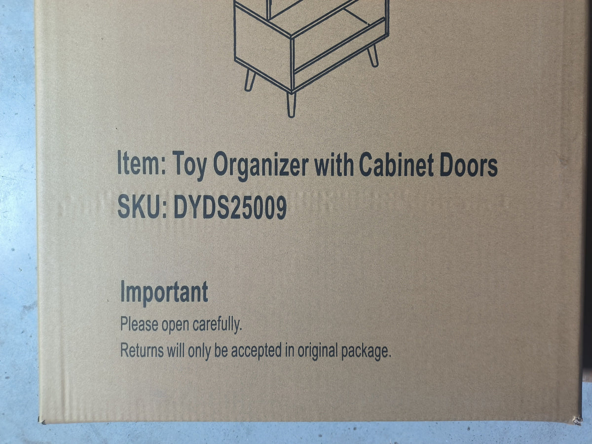 Kids Toy Storage Cabinet with Doors and Open Shelf
