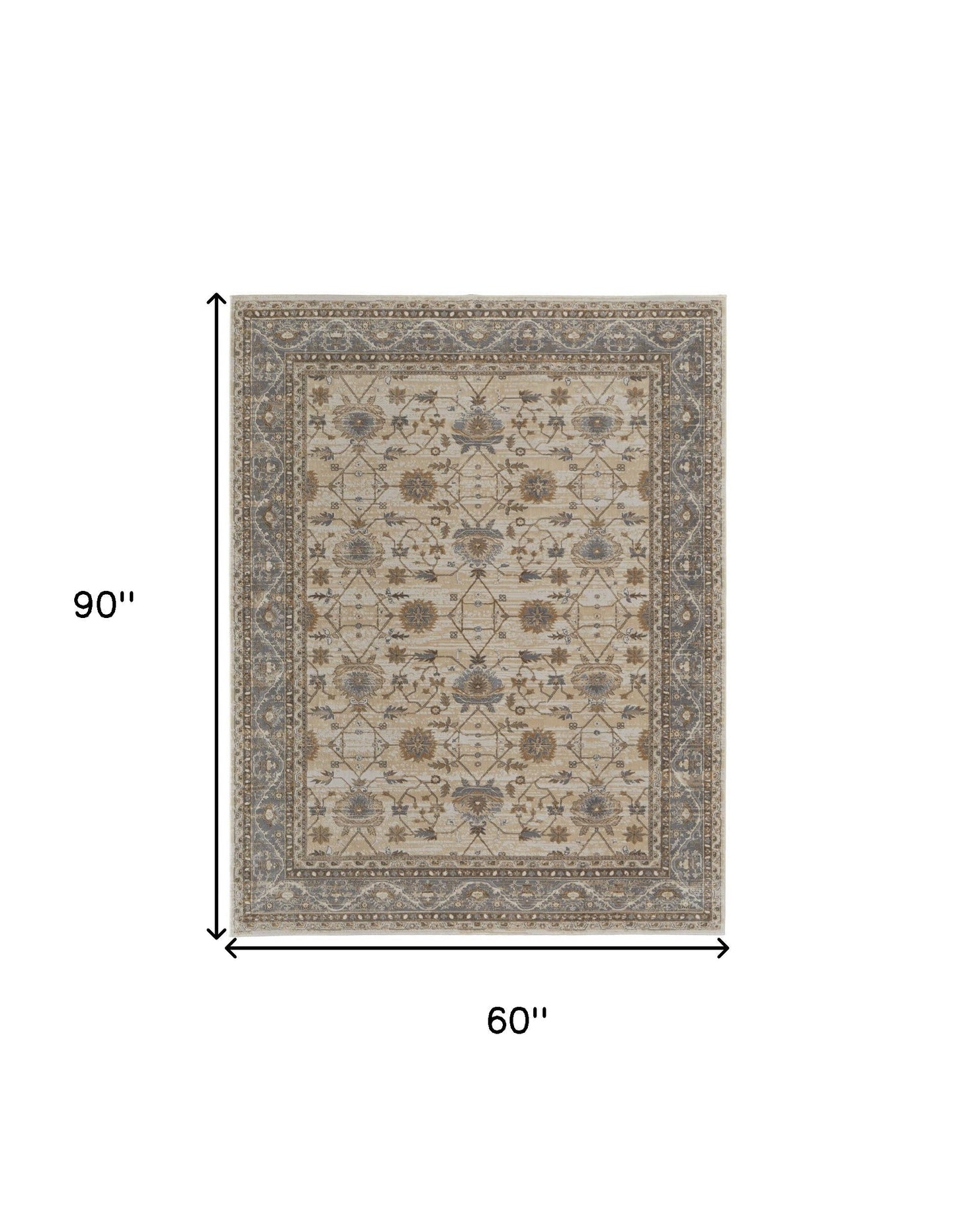 9' X 12' Tan Ivory And Gray Power Loom Area Rug