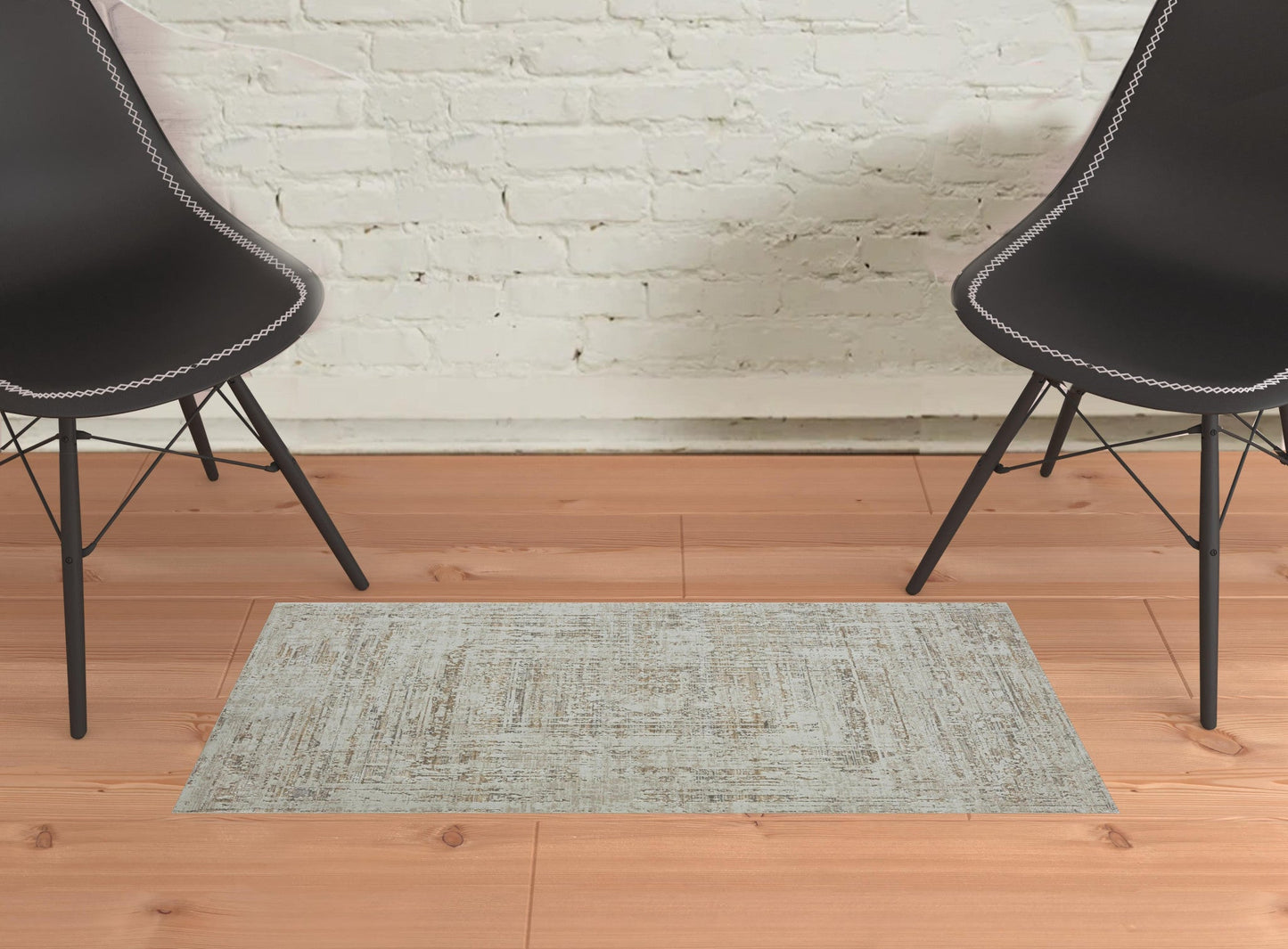 4' X 6' Beige Abstract Distressed Area Rug