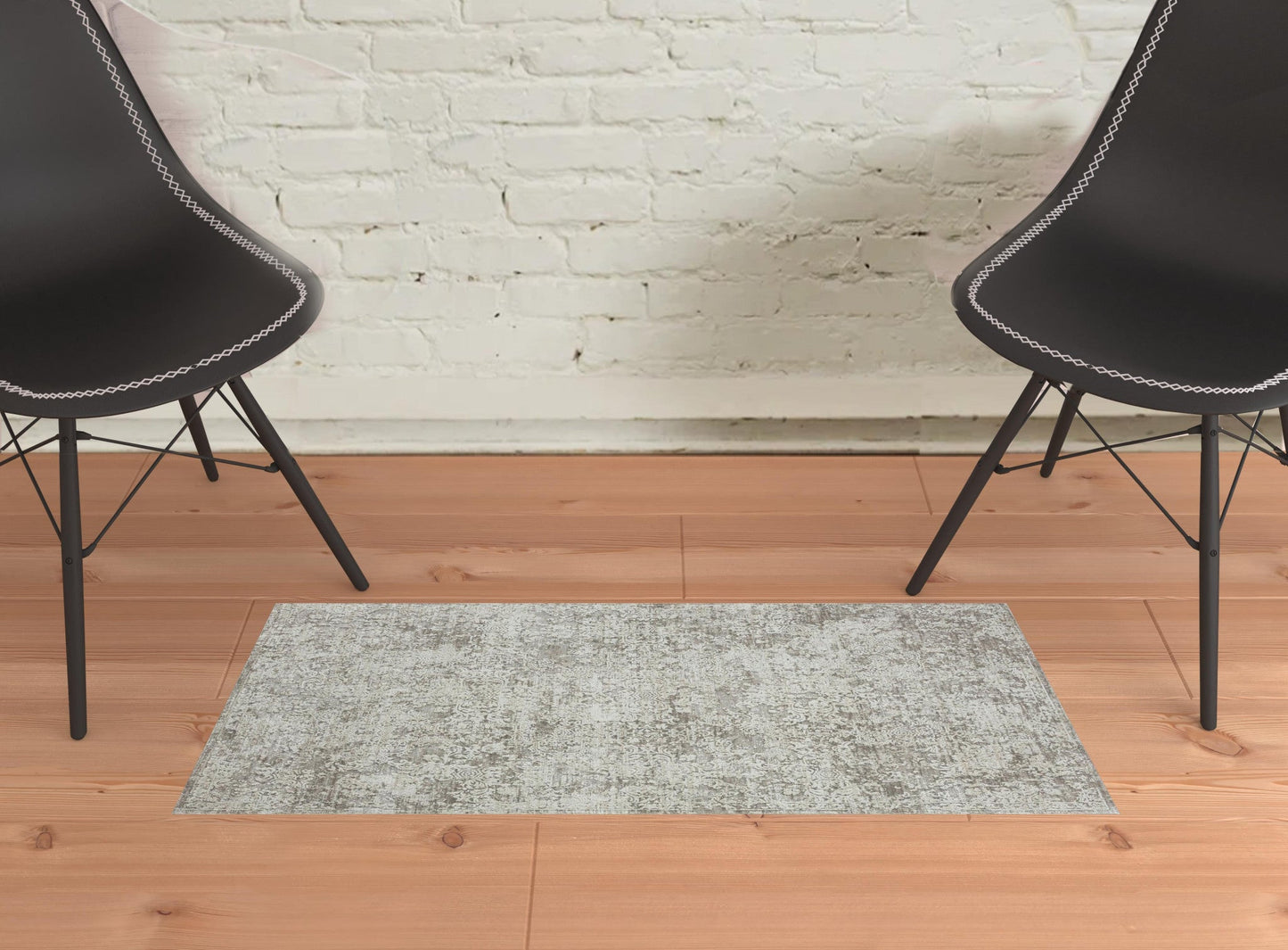 4' X 6' Gray Abstract Distressed Area Rug