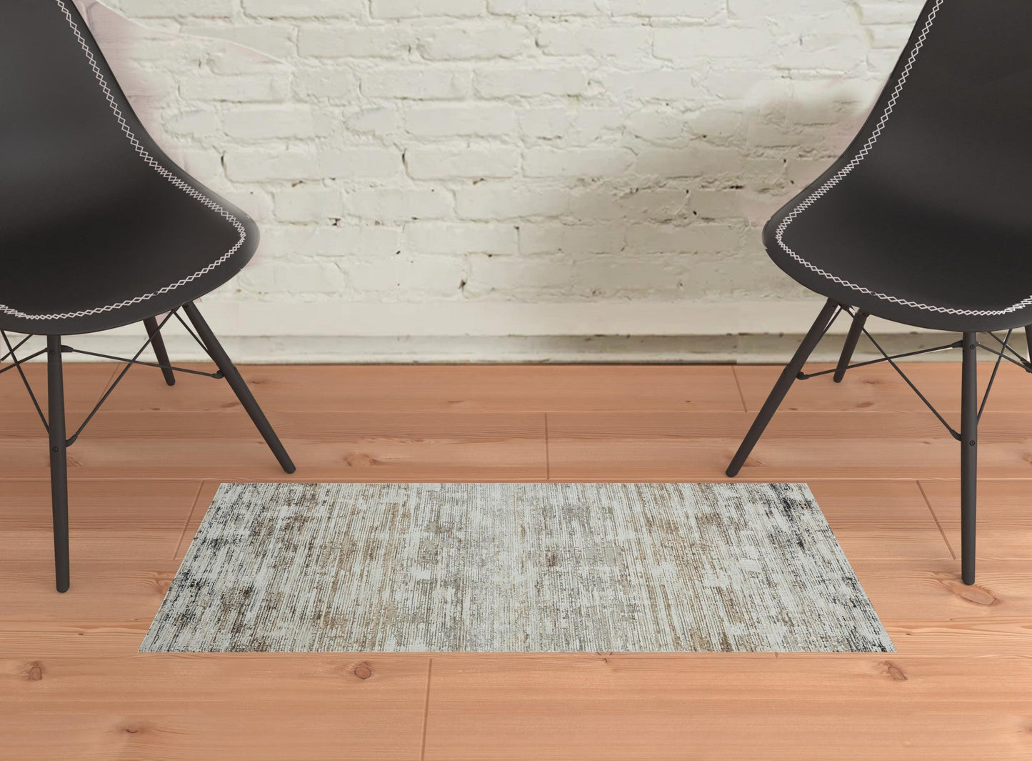 4' X 6' Gray Abstract Distressed Area Rug