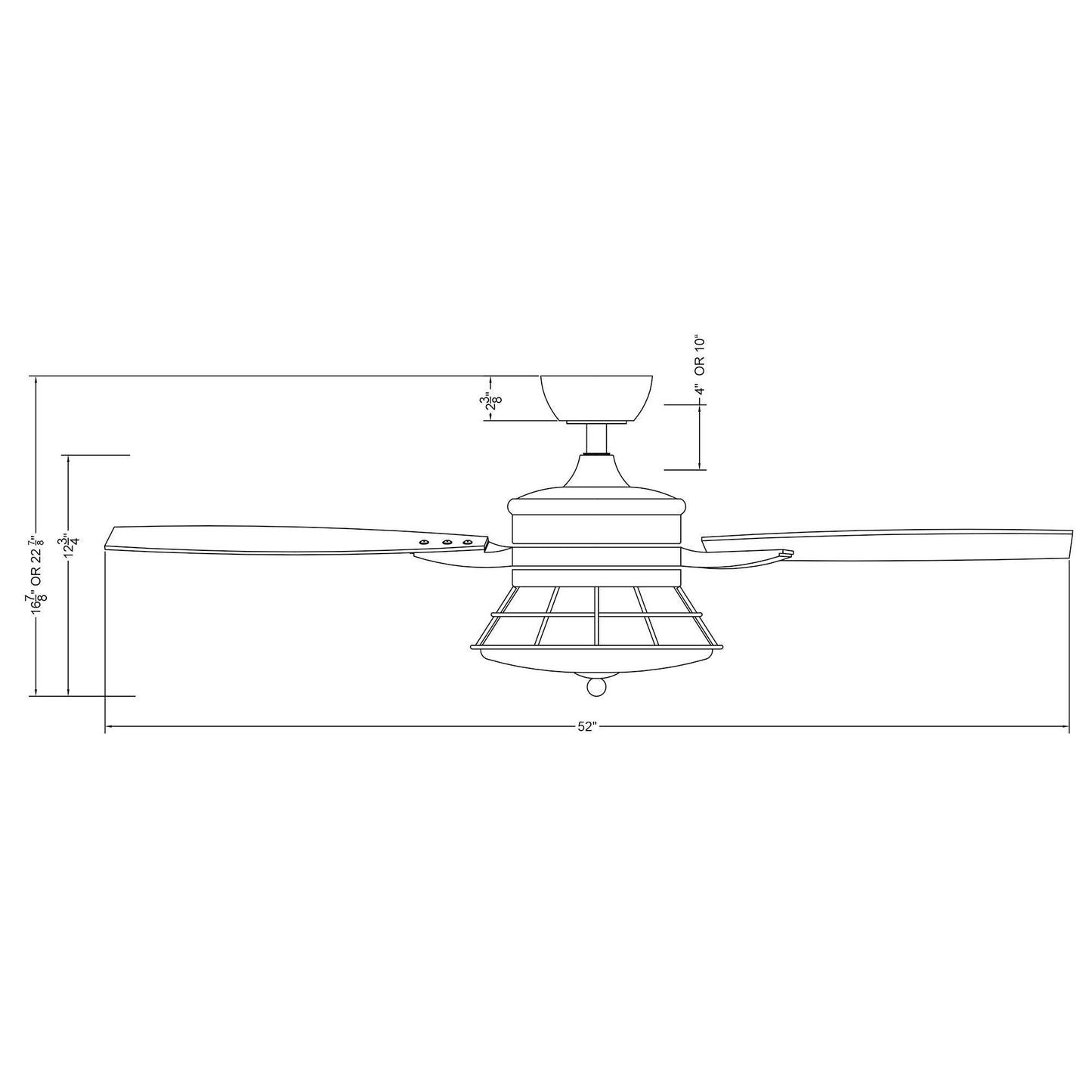 52" Antone Industrial Downrod Mount Reversible Ceiling Fan with Lighting and Remote Control