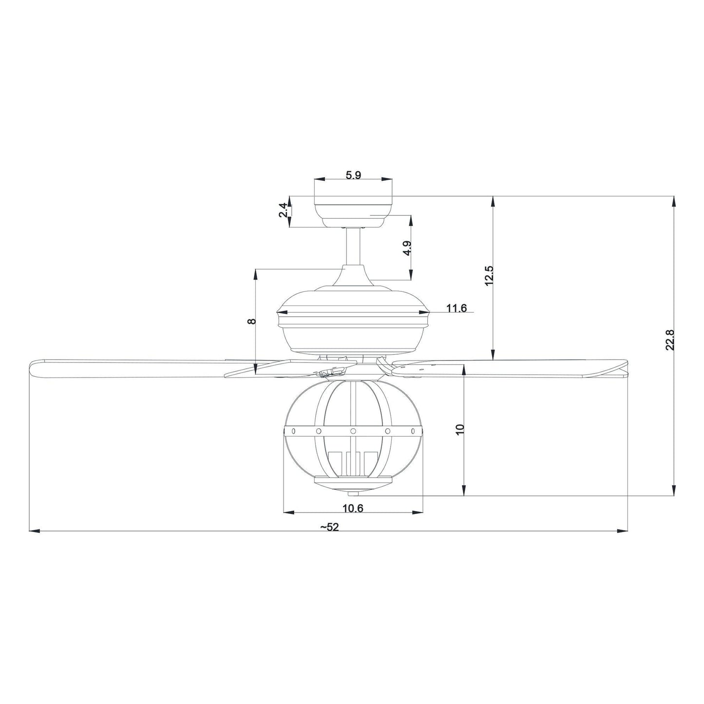 52" Wilburton Industrial Downrod Mount Reversible Ceiling Fan with Lighting and Remote Control