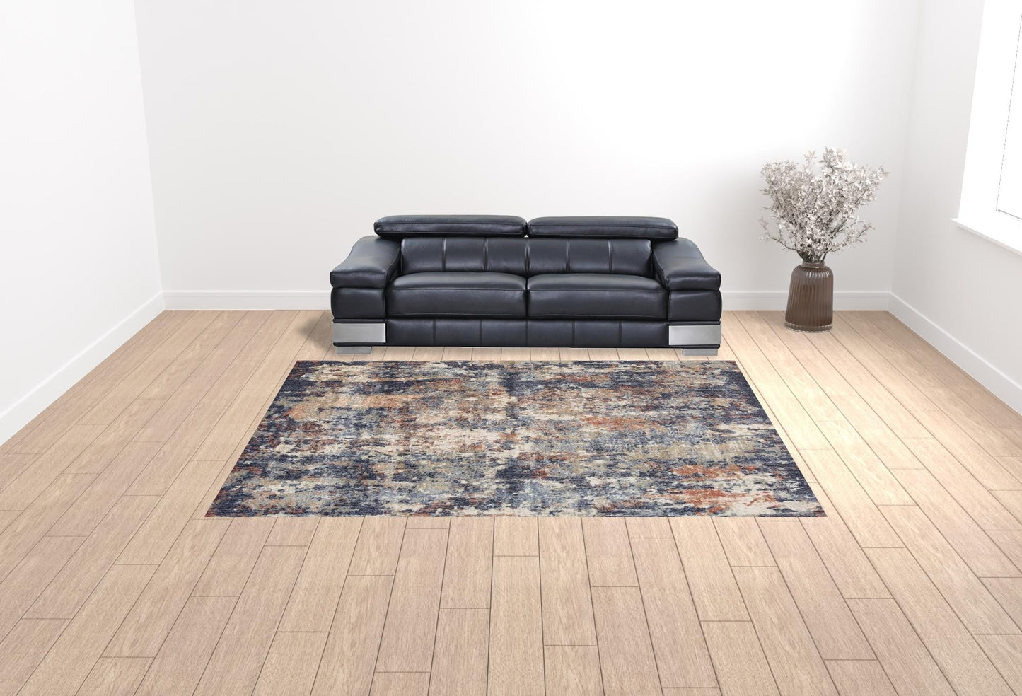 5' x 7' Light Gray Abstract Power Loom Area Rug