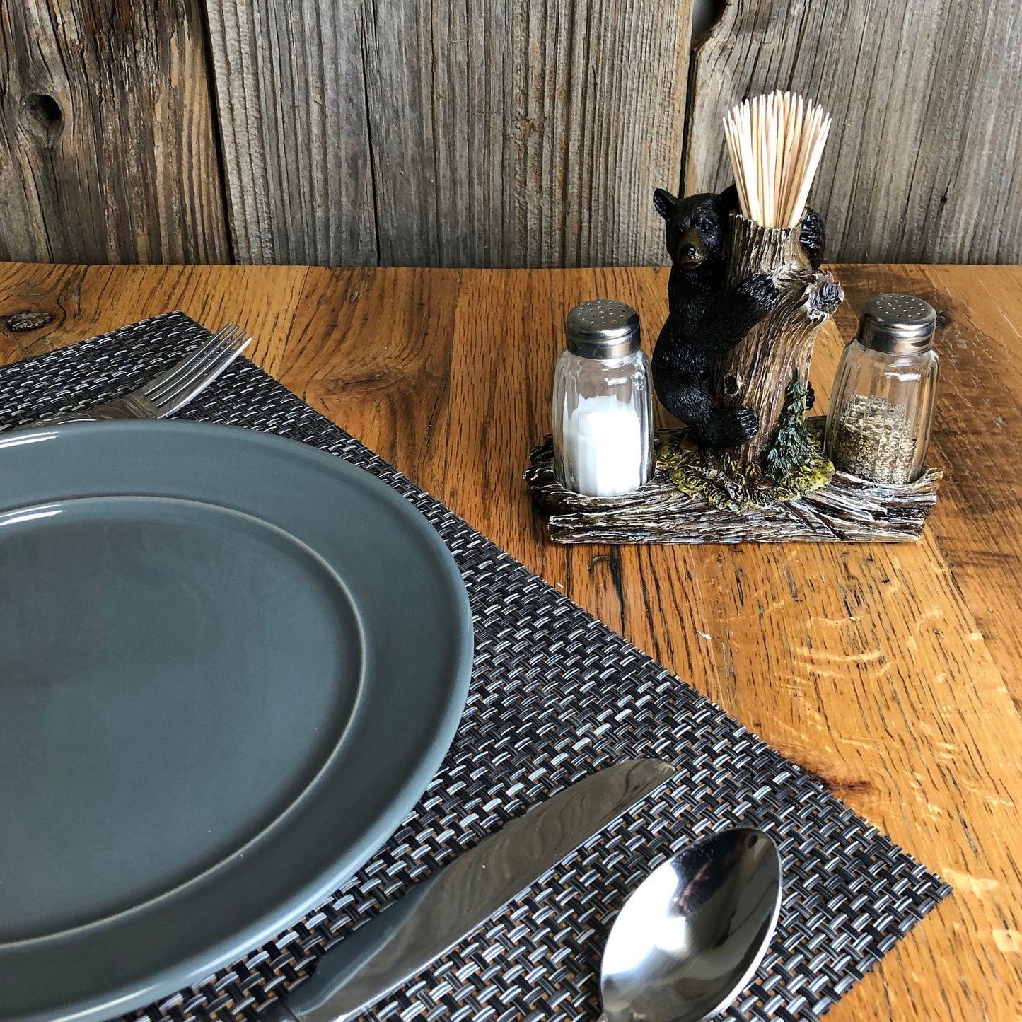 Salt and Pepper Shakers-Bear w Toothpick Holder