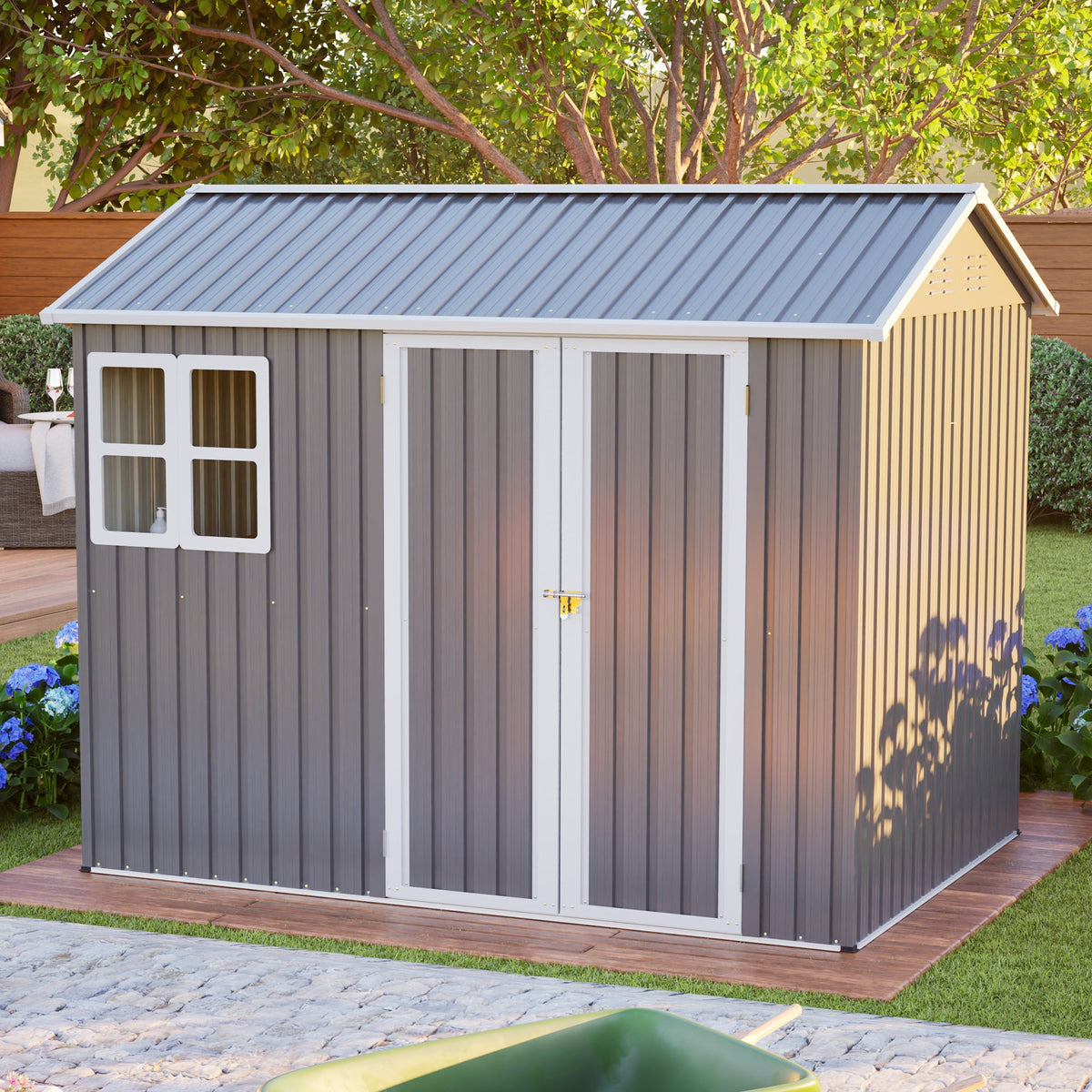 8'x6' Large Steel Storage Shed with Window