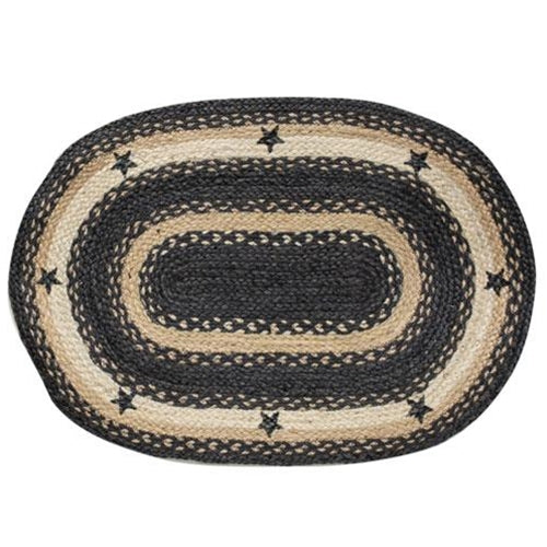 Primitive Pewter Star Braided Rug 20"x30