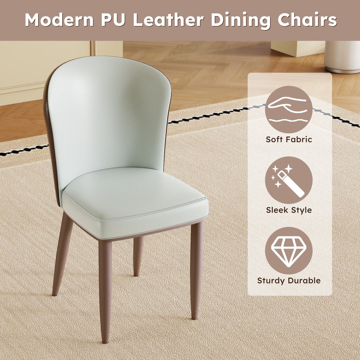 Modern Dining Chair with Carbon Steel Legs – Set of 2