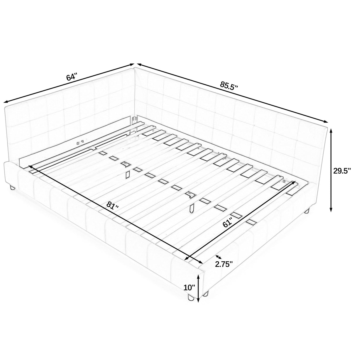 Queen Size Upholstered Tufted Bed Frame