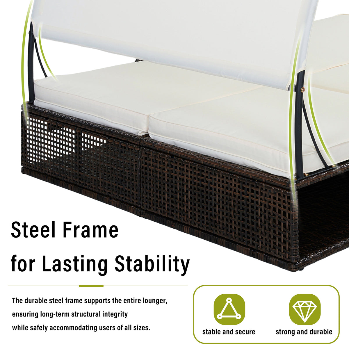 U_STYLE Outdoor Steel Frame Sun Lounger