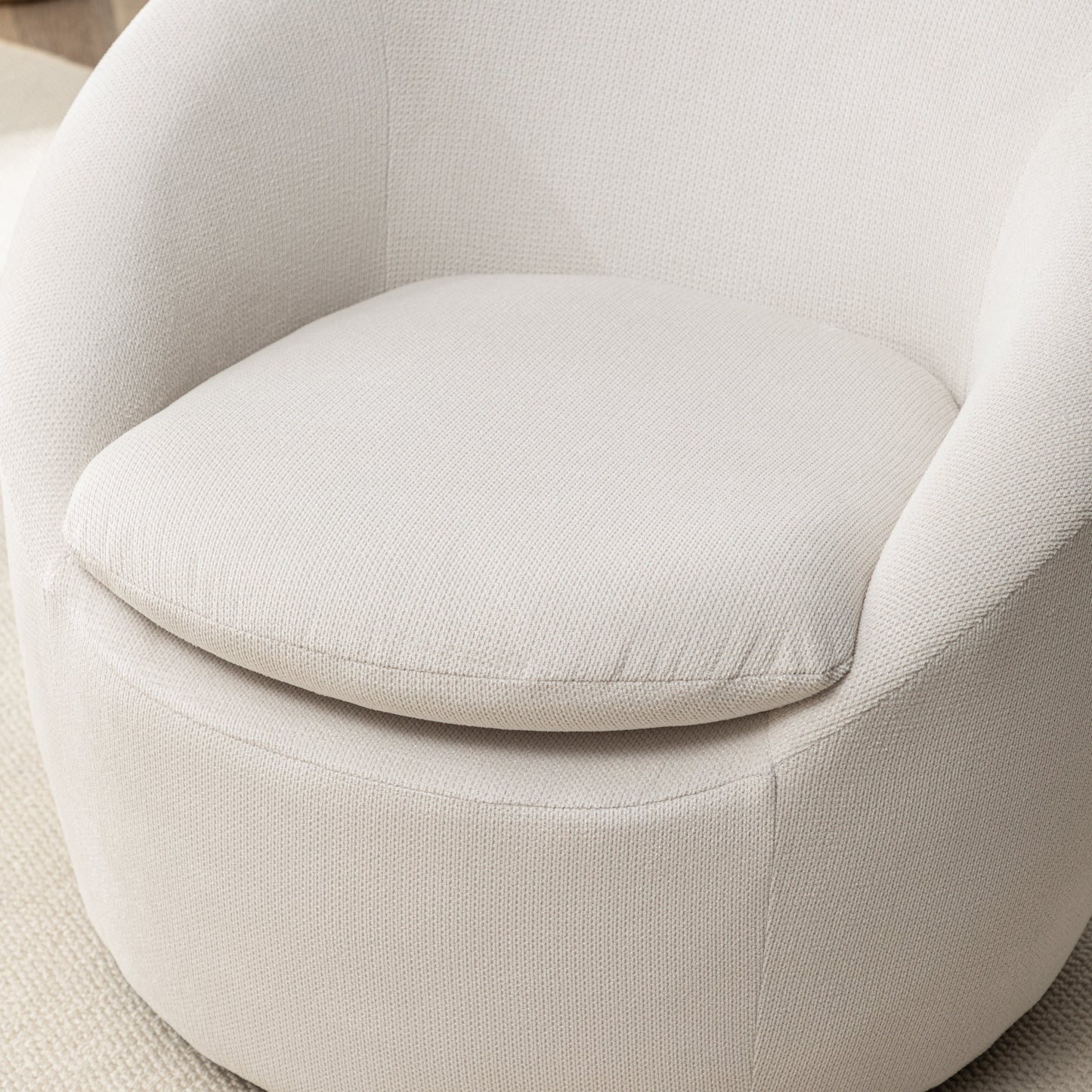 Winnie Modern Teddy Fabric Barrel Chair, 360° Swivel