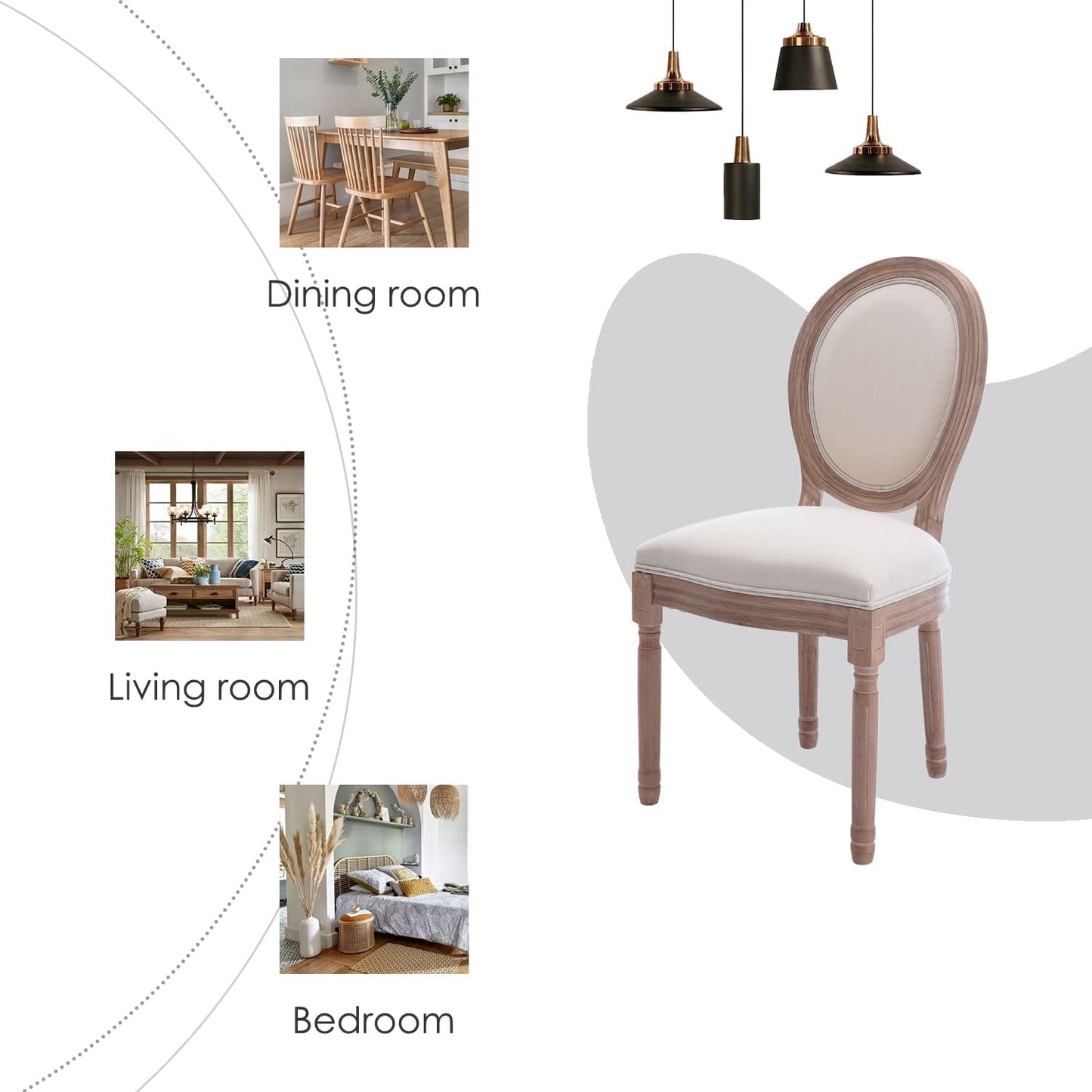 French Country Dining Chairs Beige Upholstered Set Of 6