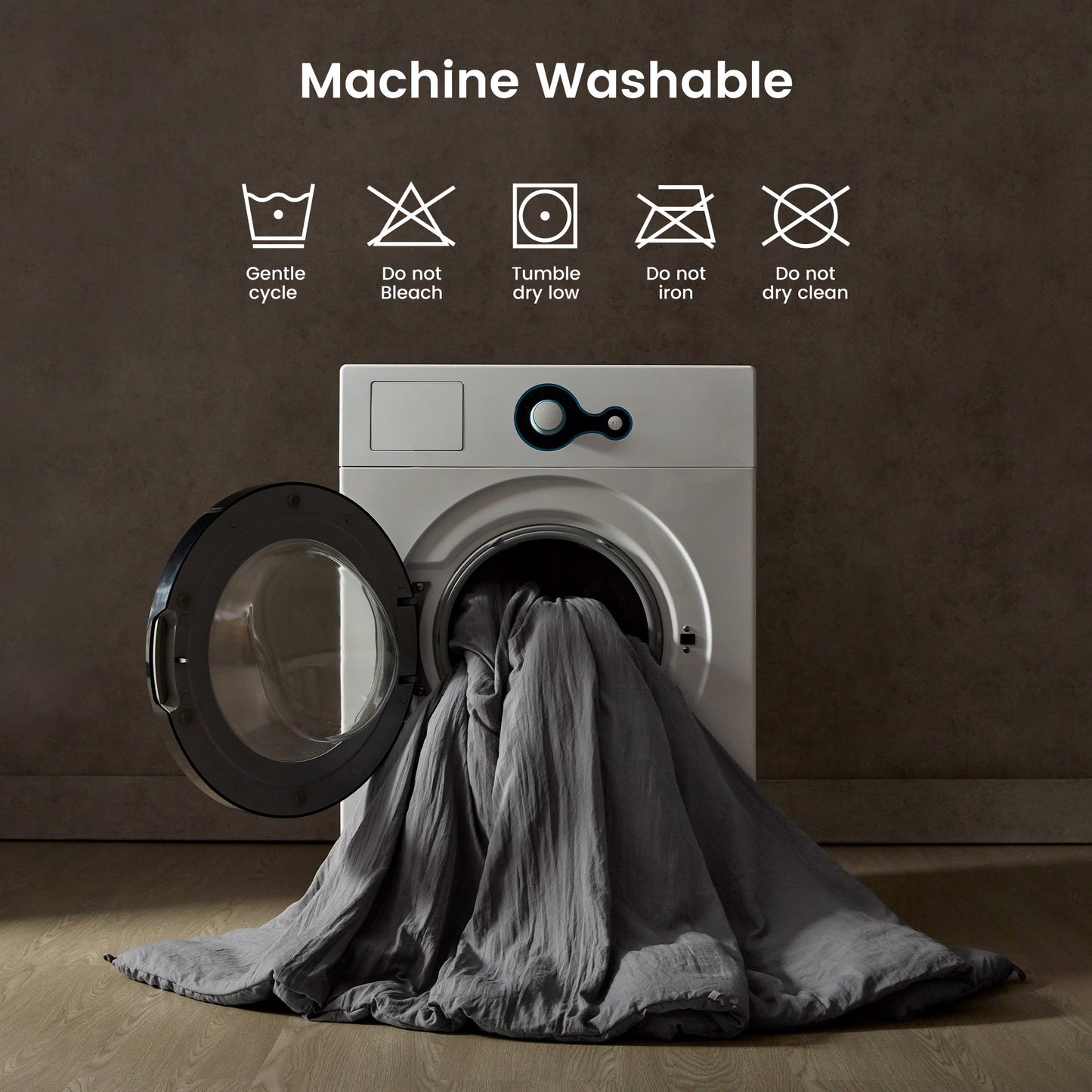 Stone Washed Duvet Cover Set - Gray