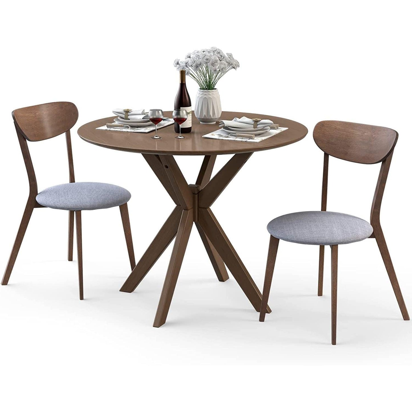 Round Dining Table Set 36 Inch With Cushioned Chairs