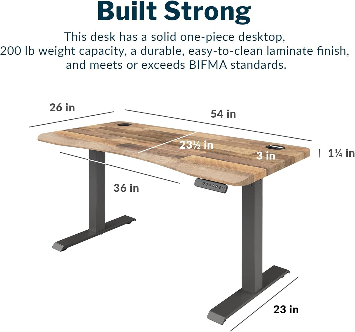 Electric Height Adjustable Standing Desk 54 By 26 Inches Reclaimed Wood