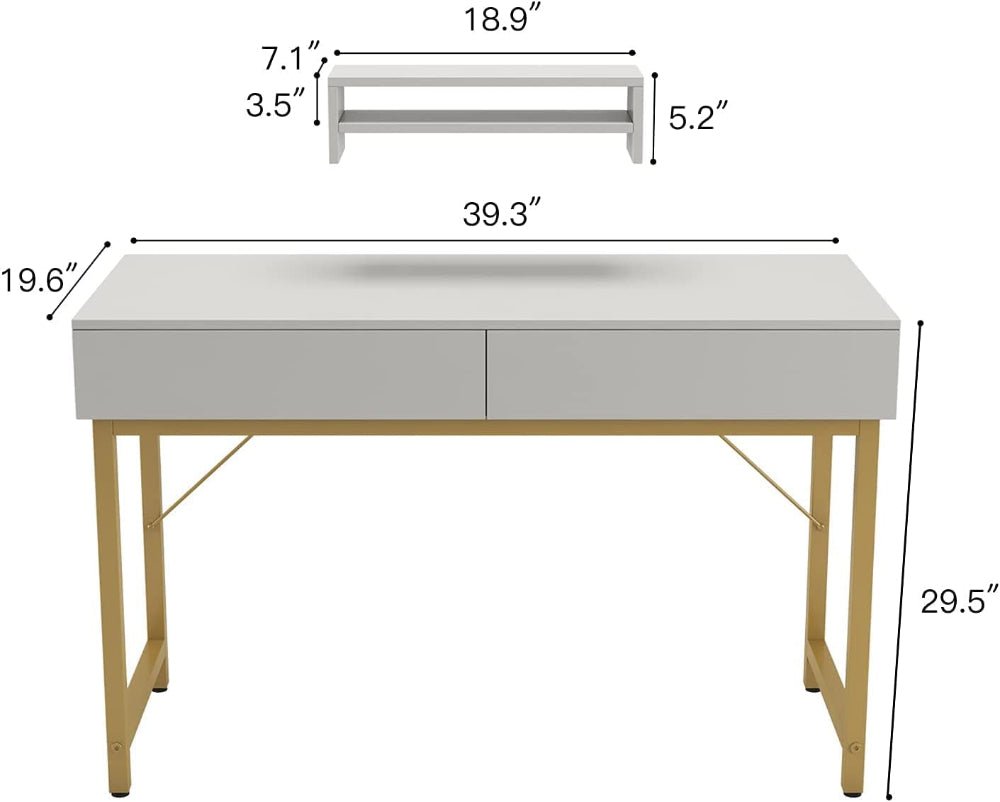 White Compact Makeup Table with Drawers