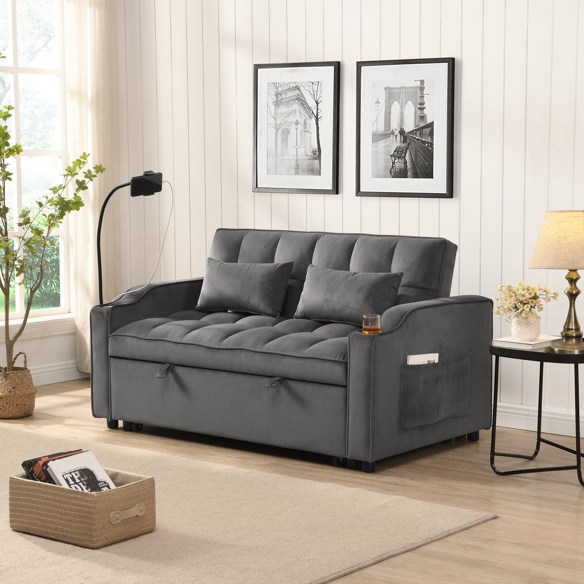 Sofa Bed with Trundle Dark